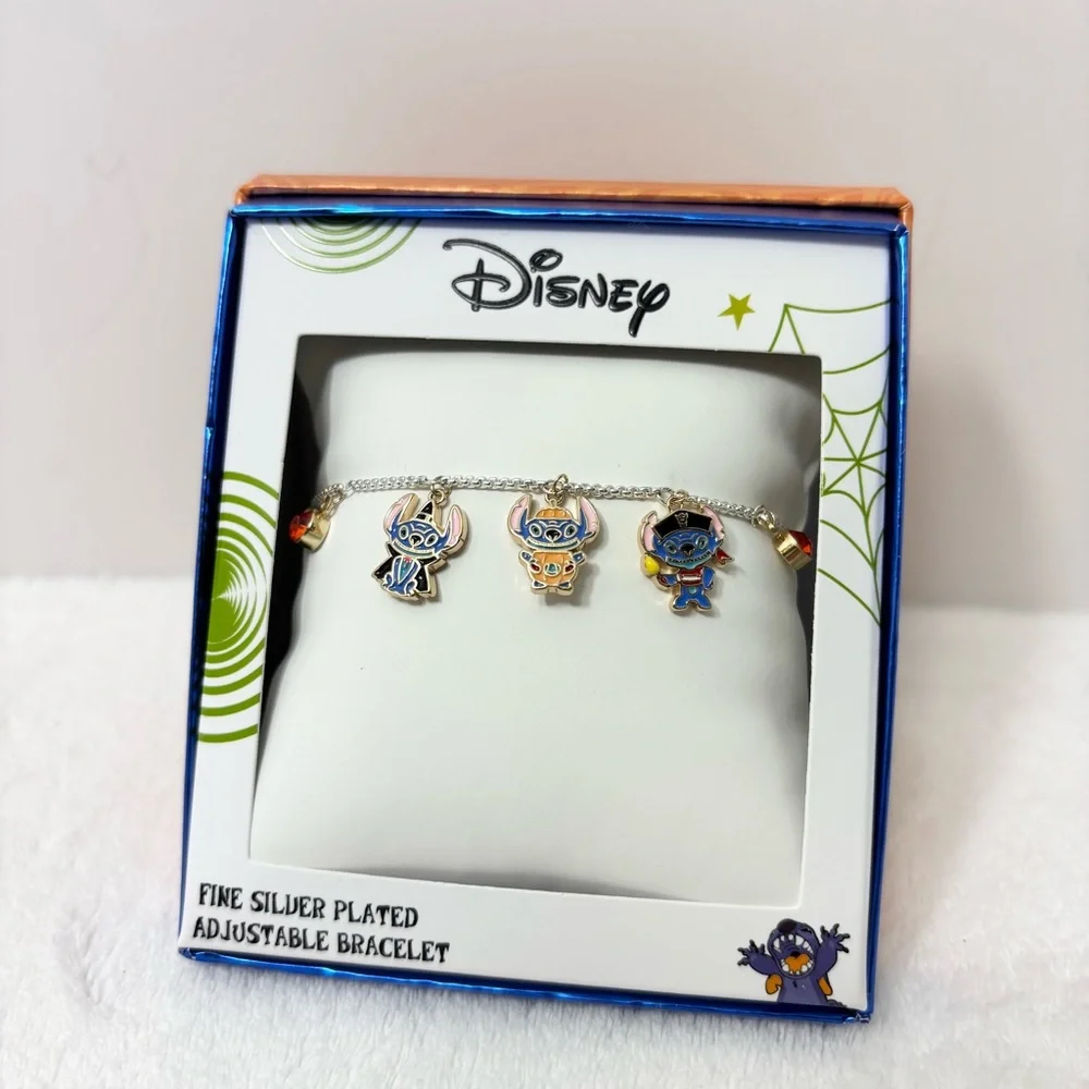 Disney Halloween Lilo & Stitch CHARM BRACELET Fine Silver Plated NEW IN BOX‎